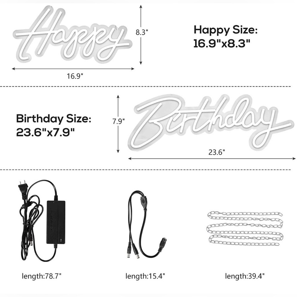Happy birthday NEON SIGN brand new - Picture 4 of 4